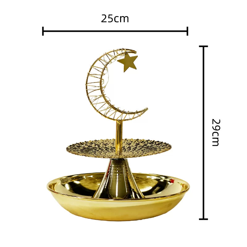 2 Tier Ramadan Serving Trays with Moon LED Light 25*29cm