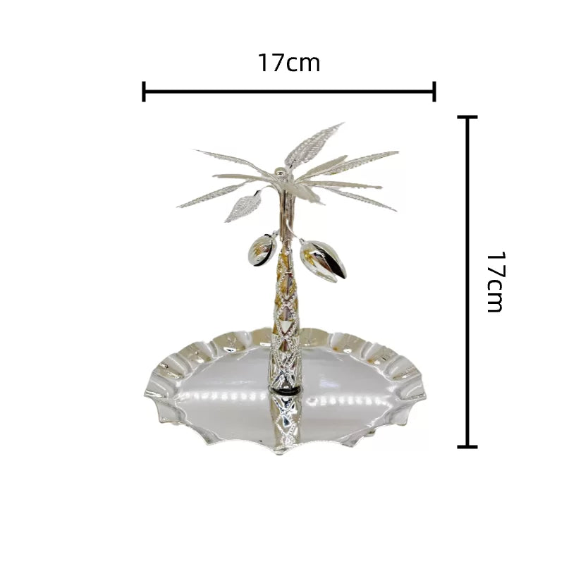 Palm Tree Serving Tray – Silver 17*17cm 1pc
