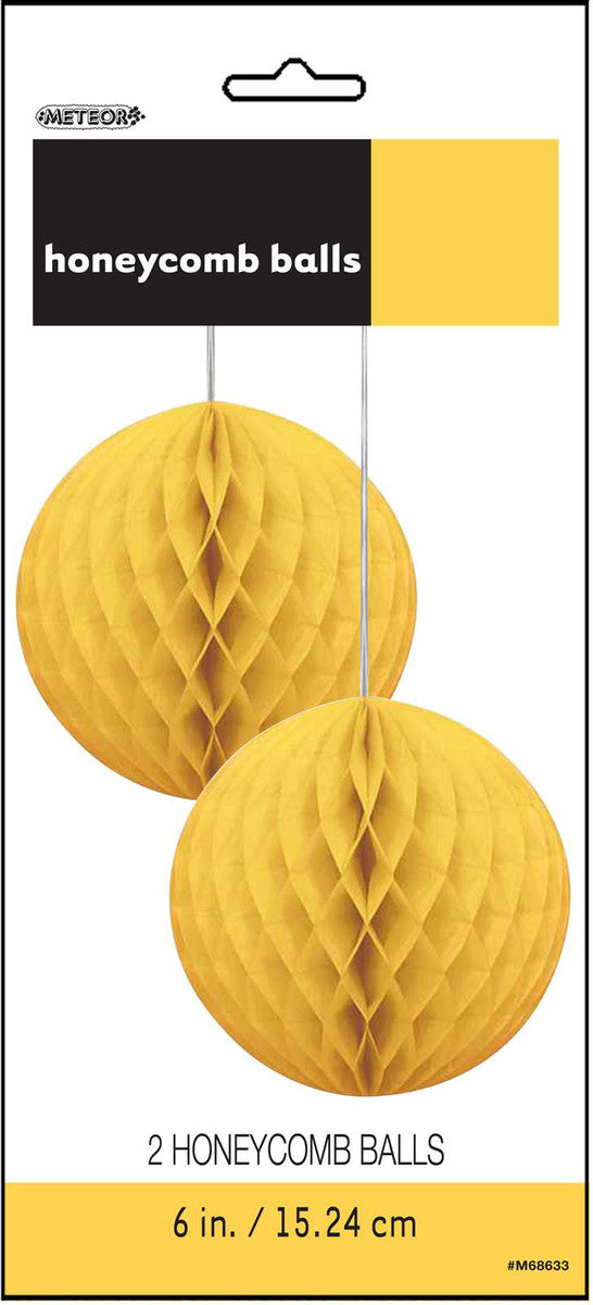2 HONEYCOMB BALLS - SUNFLOWER YELLOW - 15.24CM (6")