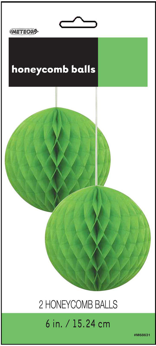 2 HONEYCOMB BALLS - LIME GREEN - 15.24CM (6")
