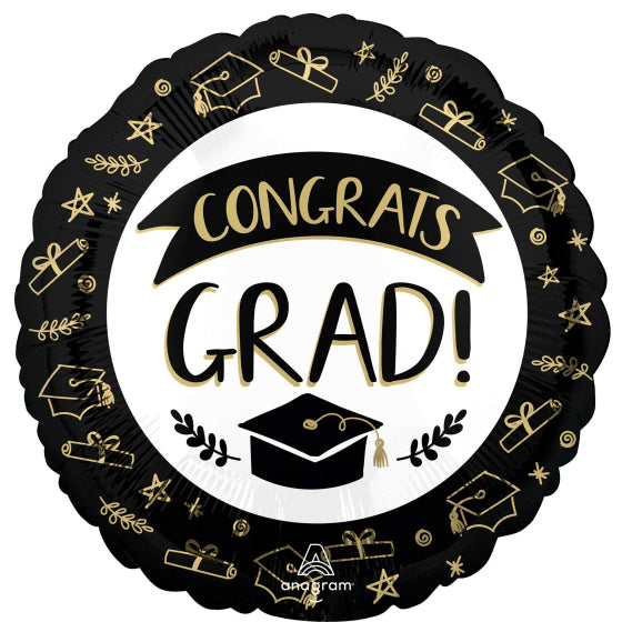 45CM STANDARD HX CONGRATS GRAD SKETCHED 1pk