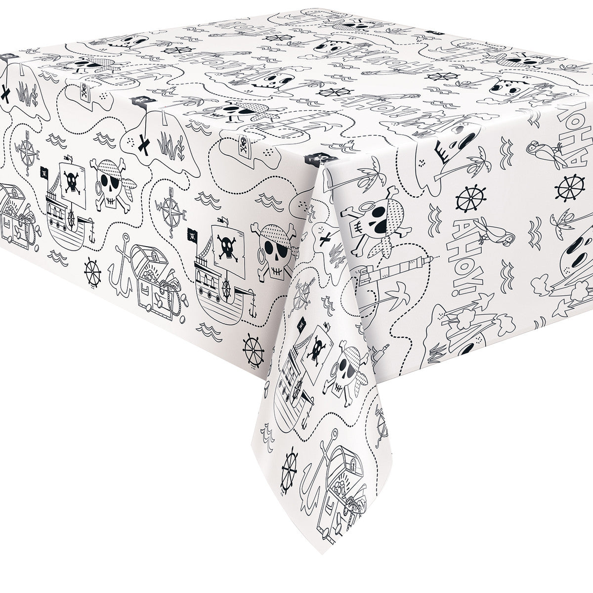 AHOY PIRATE PAPER Printed Tablecover 137cm X 213cm (54" X 84")