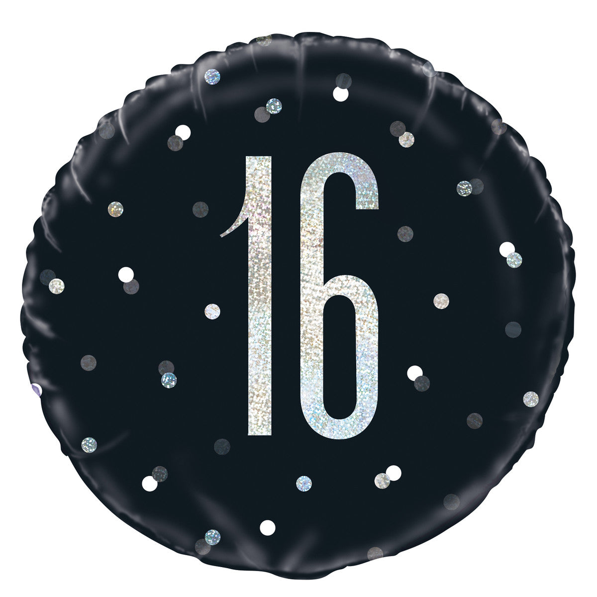 BLACK AND SILVER "16" 45cm (18") Foil Balloon 1pc