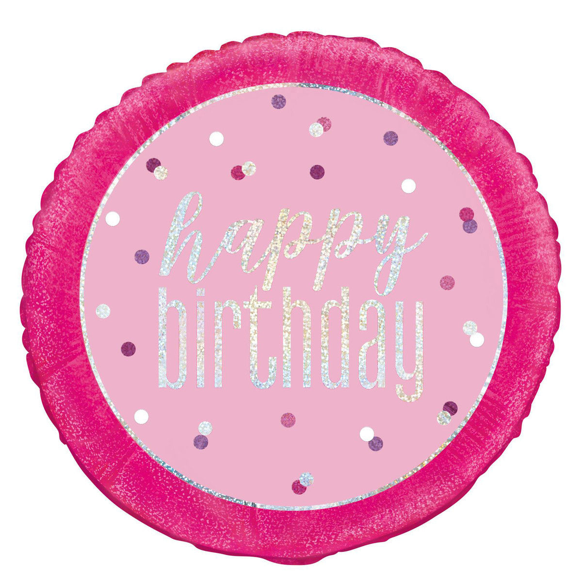 PINK "HAPPY BIRTHDAY" 45CM (18") Foil Prismatic Balloon 1pc