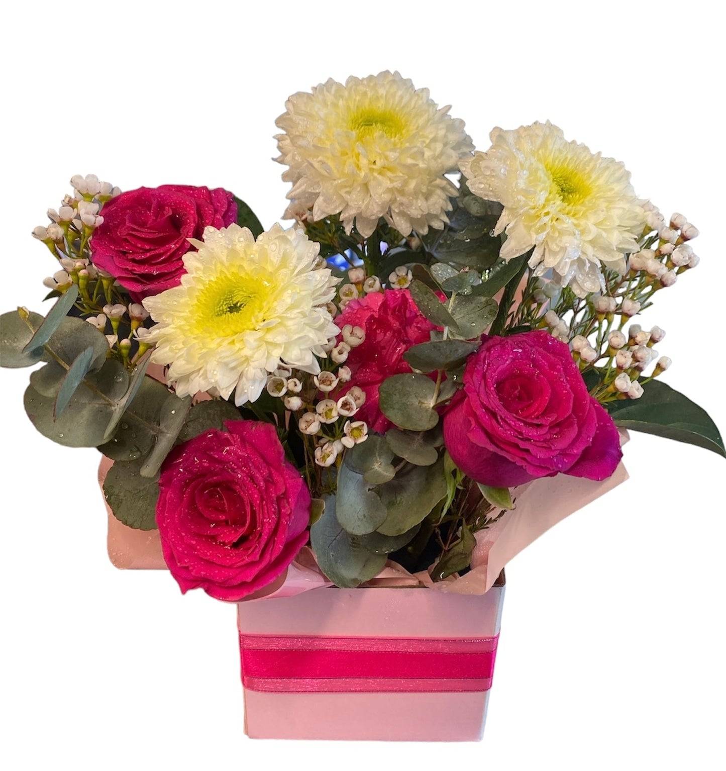 Dark Pink Roses & White mix