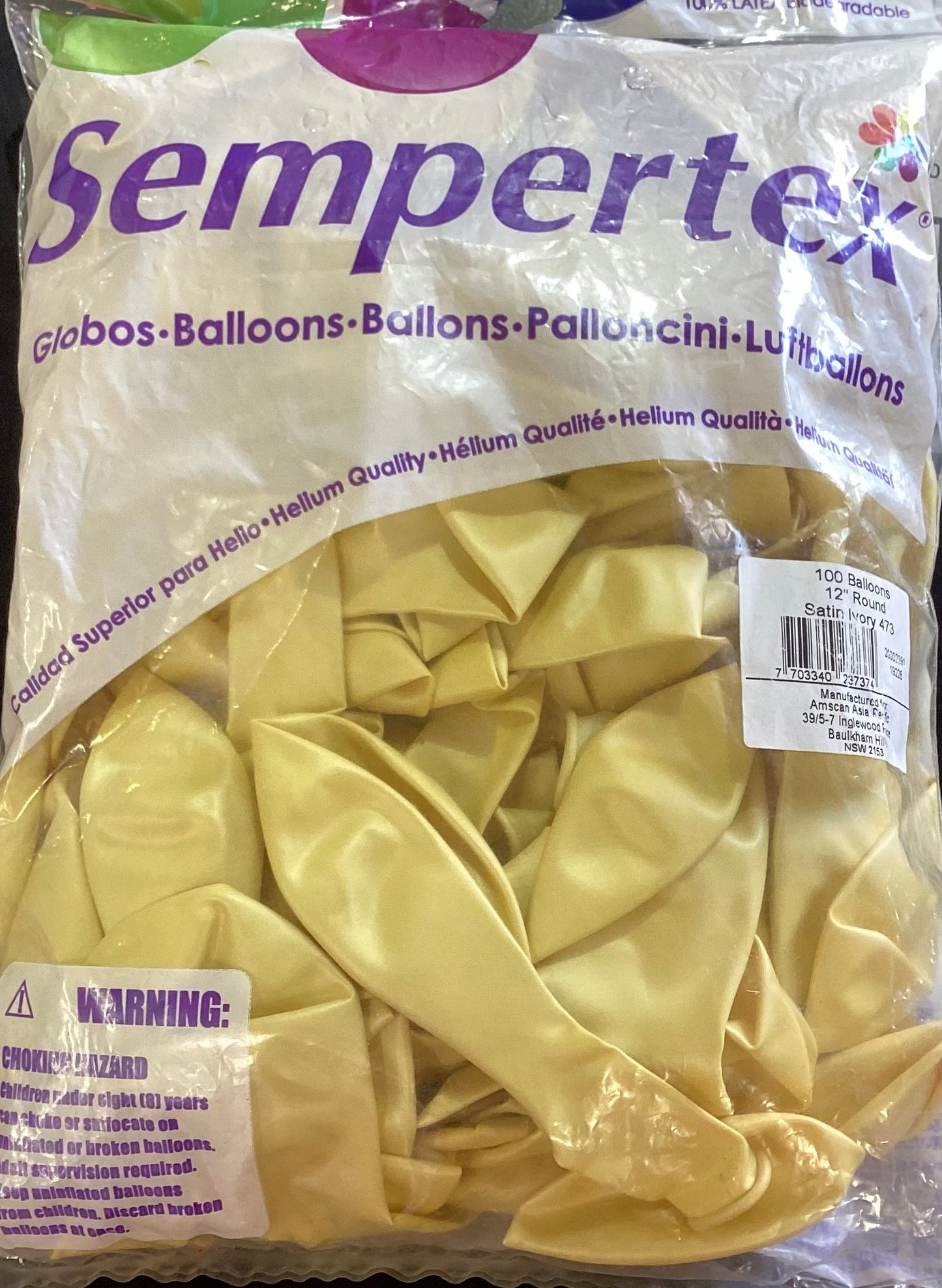 Satin Ivory 12" Round 100 Balloons