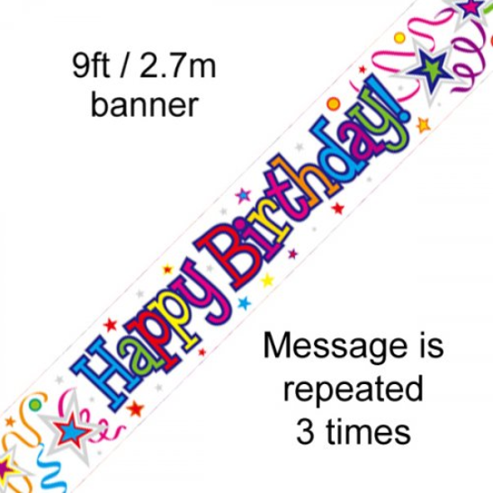 Buy BANNER Happy Birthday RIBBONS STAR at NIS Packaging & Party Supply Brisbane, Logan, Gold Coast, Sydney, Melbourne, Australia