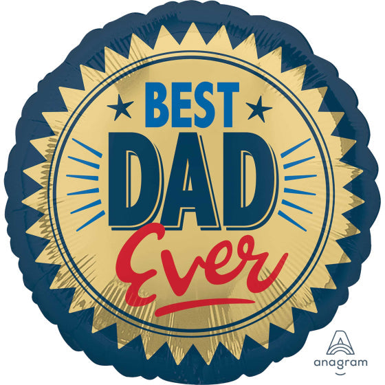 BEST DAD EVER GOLD STAMP Foil Balloon 45CM NIS Packaging & Party Supply