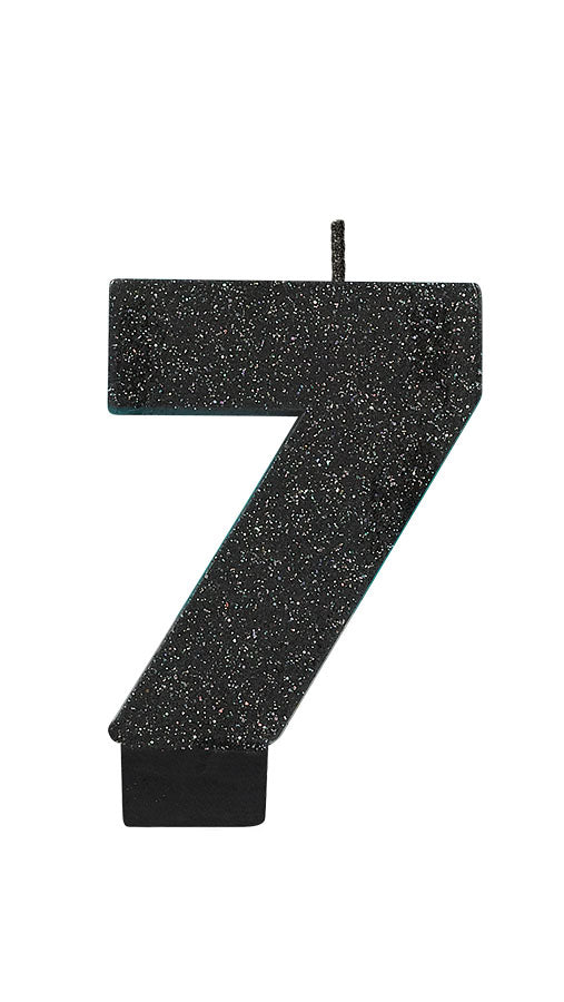 Black Glitter Candle Number #7 NIS Packaging & Party Supply