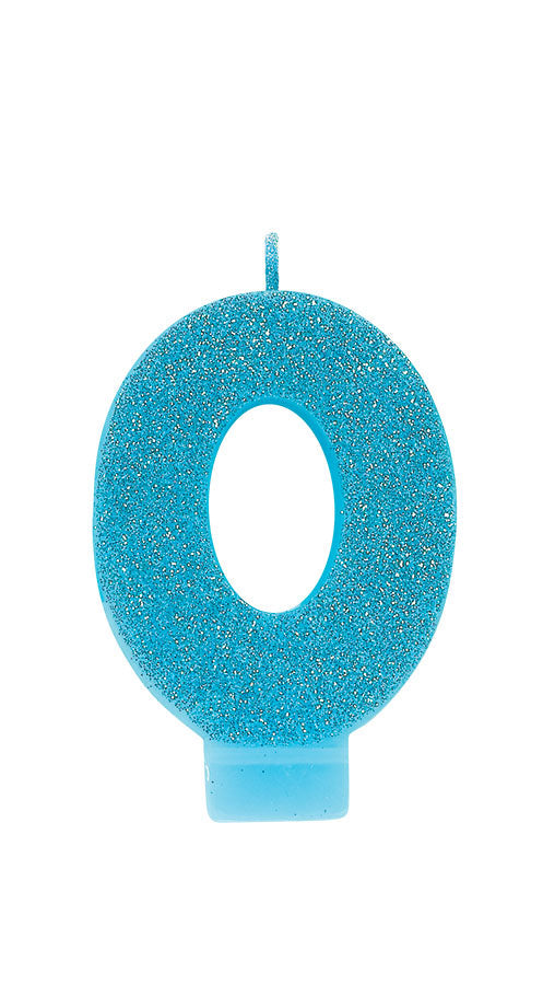 Blue Gilter Candle Number # 0 NIS Packaging & Party Supply