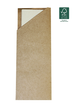 Cutlery Napkin Pocket Kraft With Bamboo Napkin 100pk 390 x 250mm
