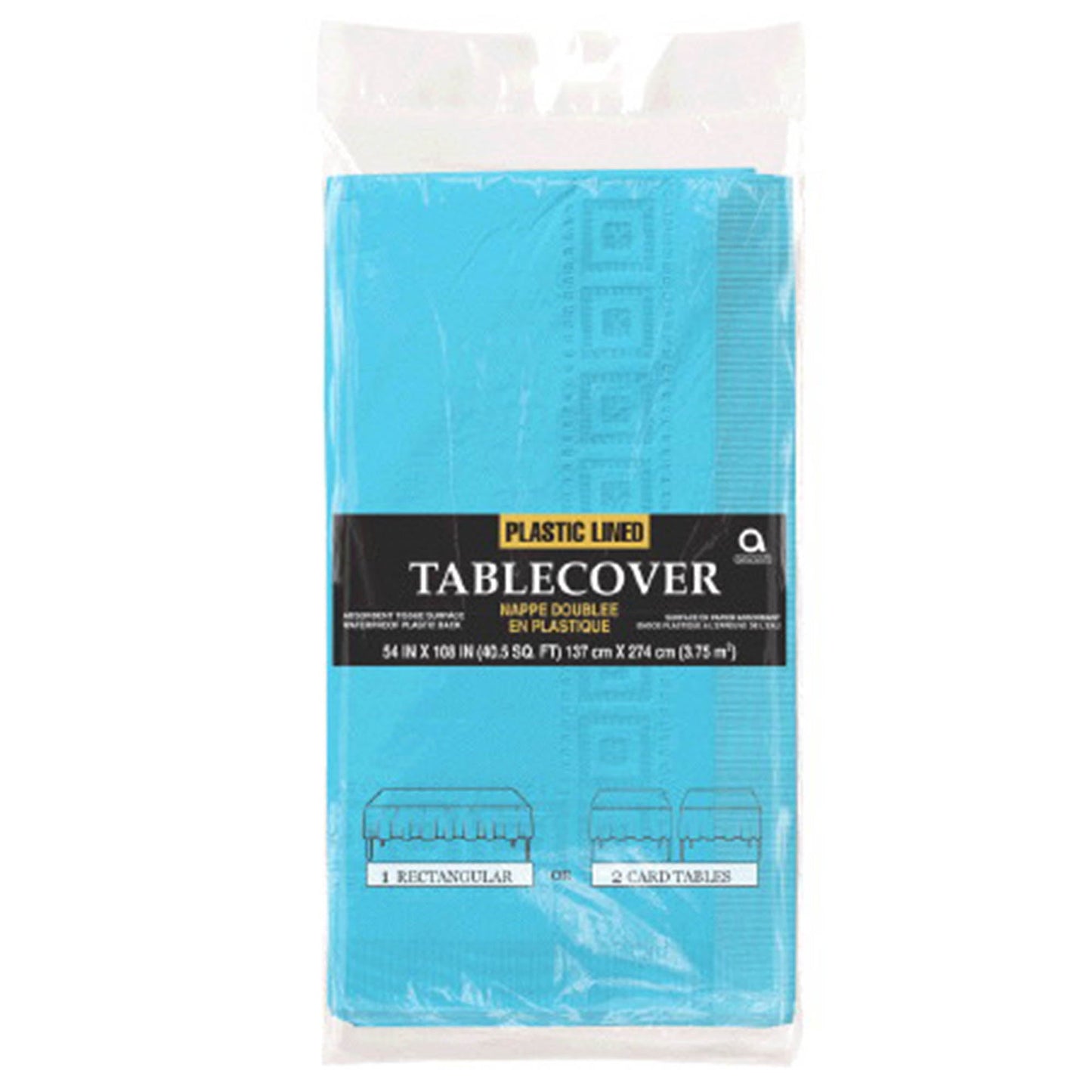 Caribbean Blue 3PLY Table cover Paper & Plastic Lined NIS Packaging & Party Supply