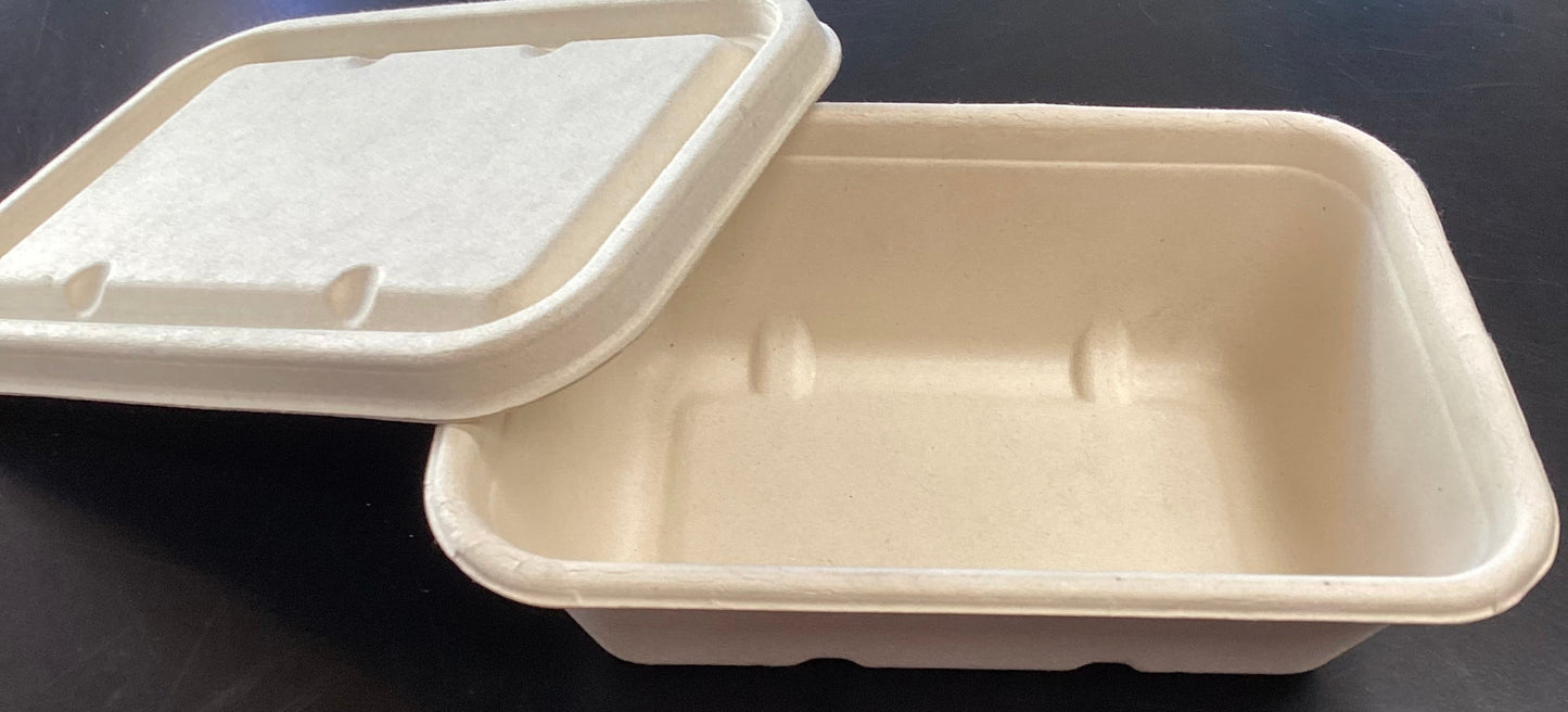 Natural Sugarcane Takeaway Container 650ml with lid 50pcs