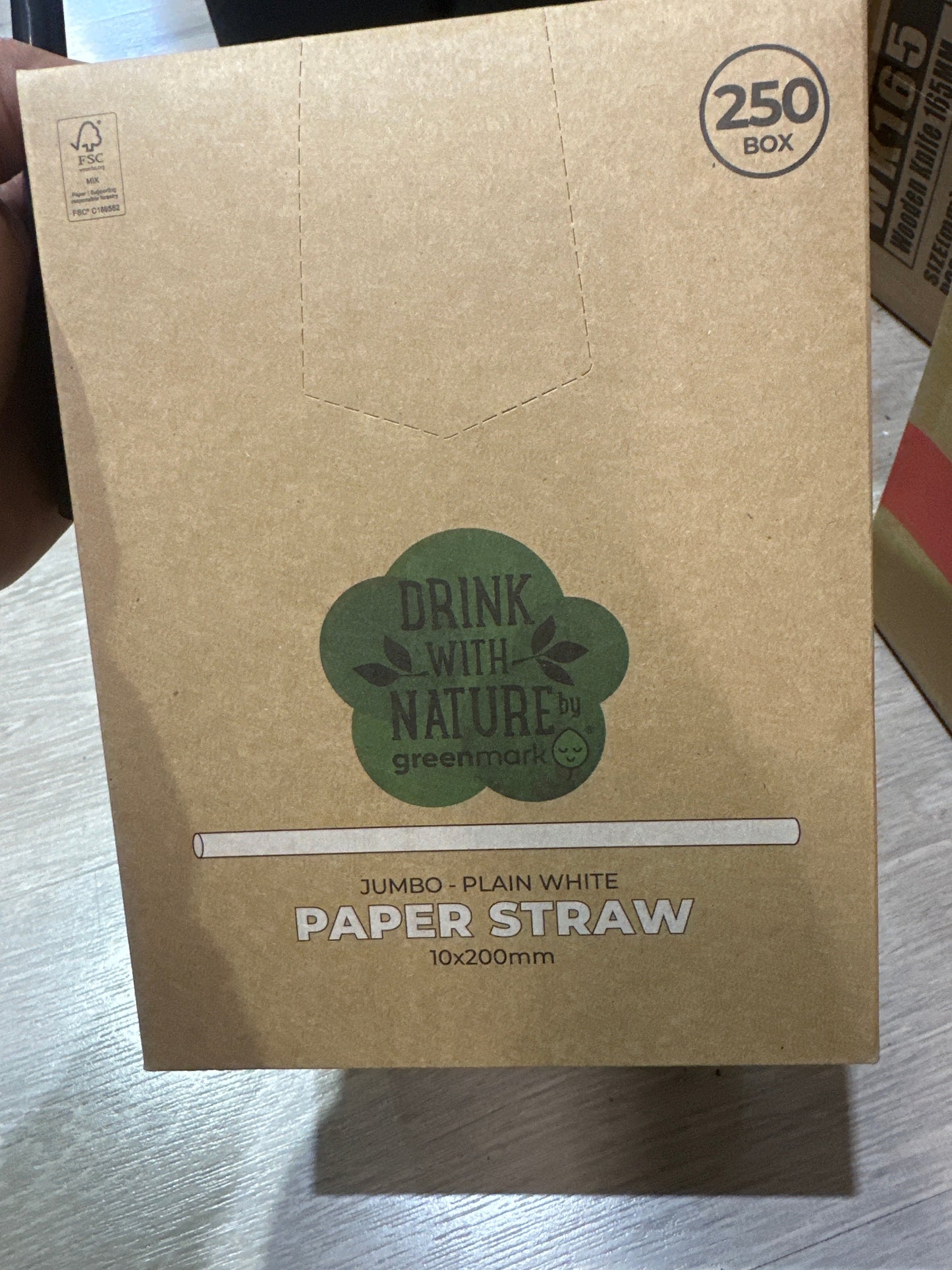 Jumbo plain white paper straw 250 pk