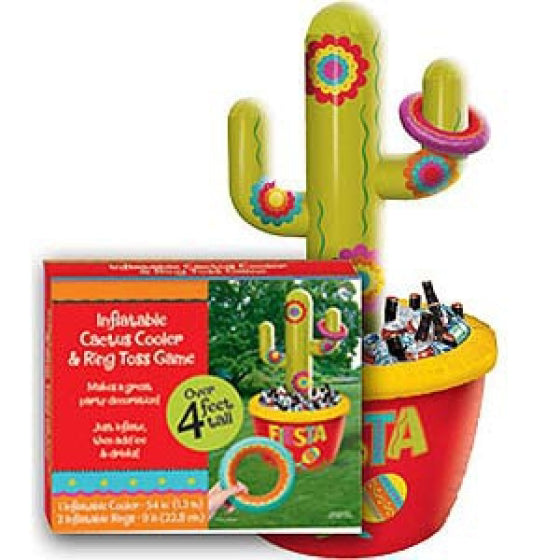 FIESTA INFLATABLE CACTUS JUMBO Cooler & Ring Toss Game NIS Packaging & Party Supply