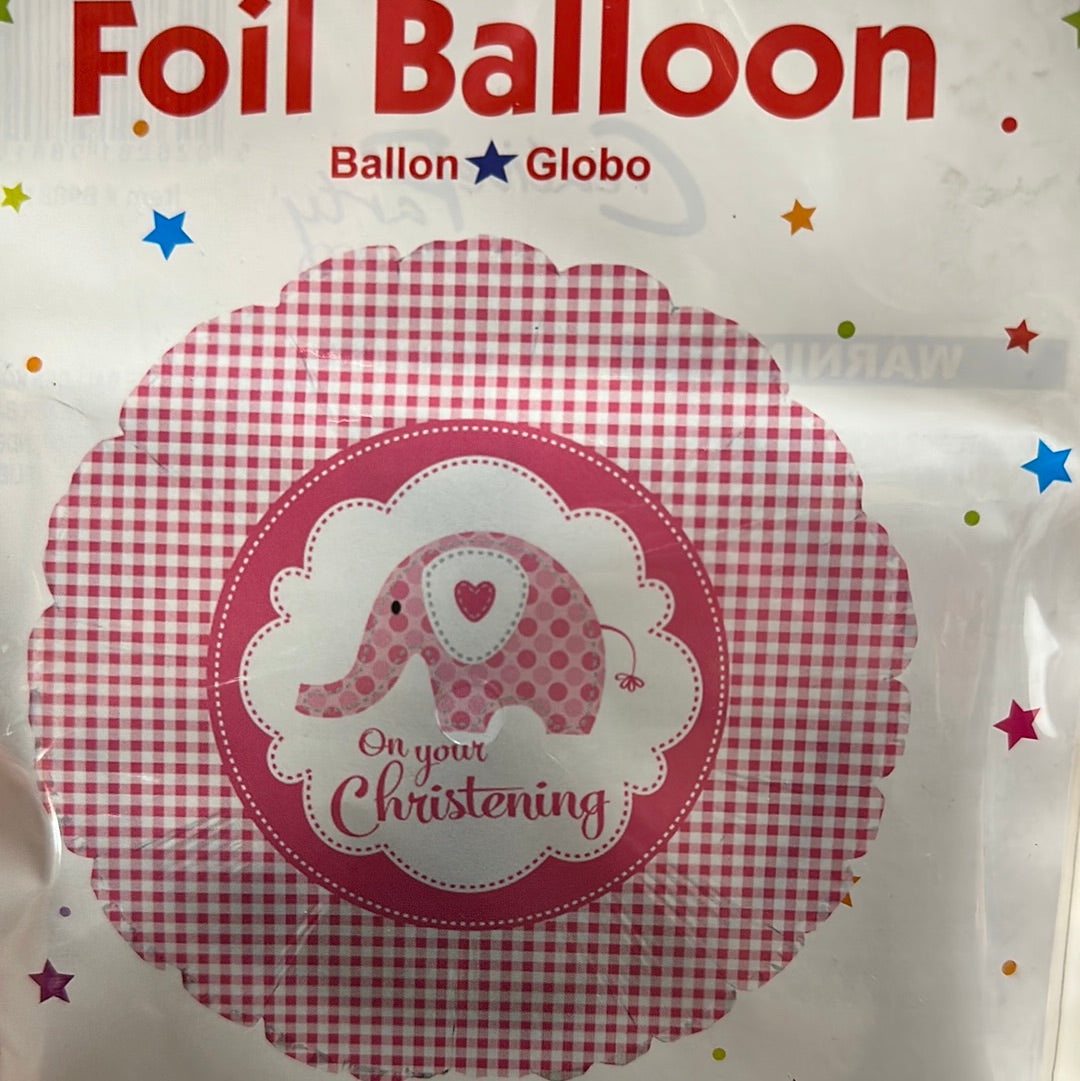 Foil balloon on your christening Pink 45cm NIS Packaging & Party Supply