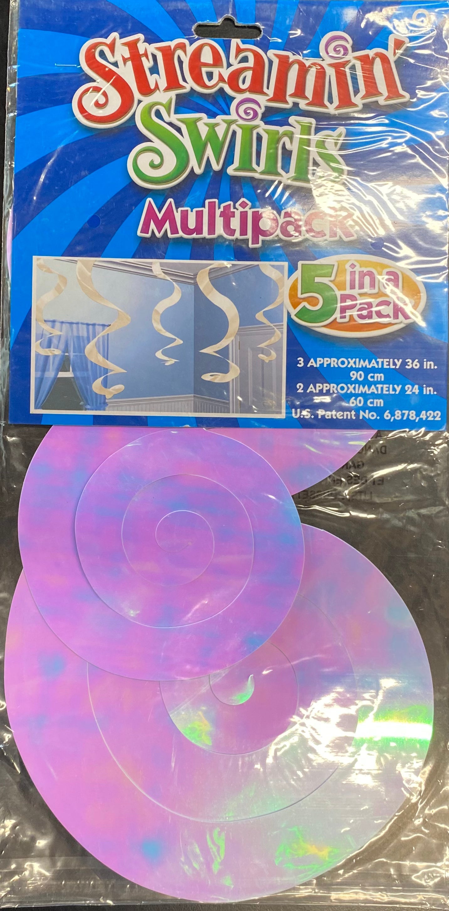 Streamer Swirl Irredesent Pack of 5