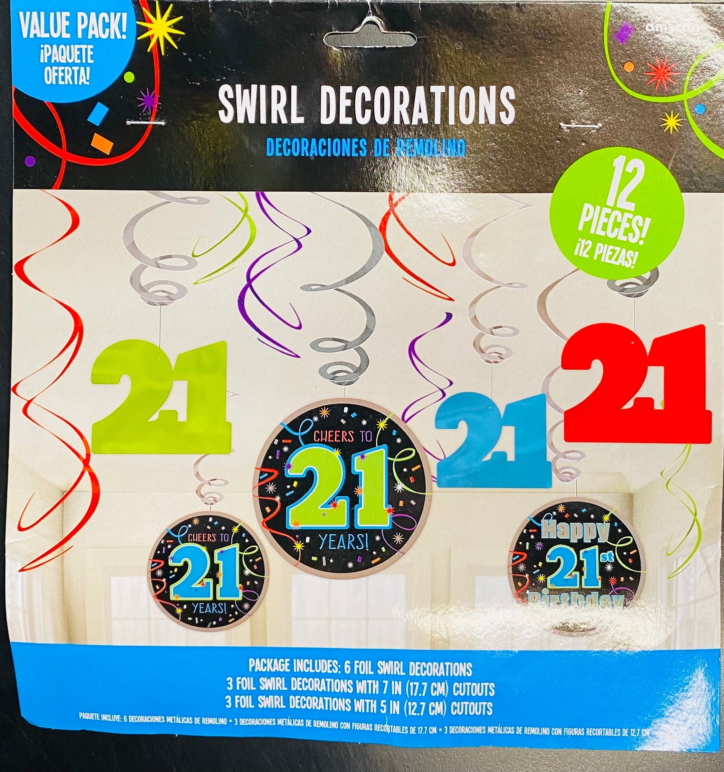 21st Birthday Swirl Decoration 12pk