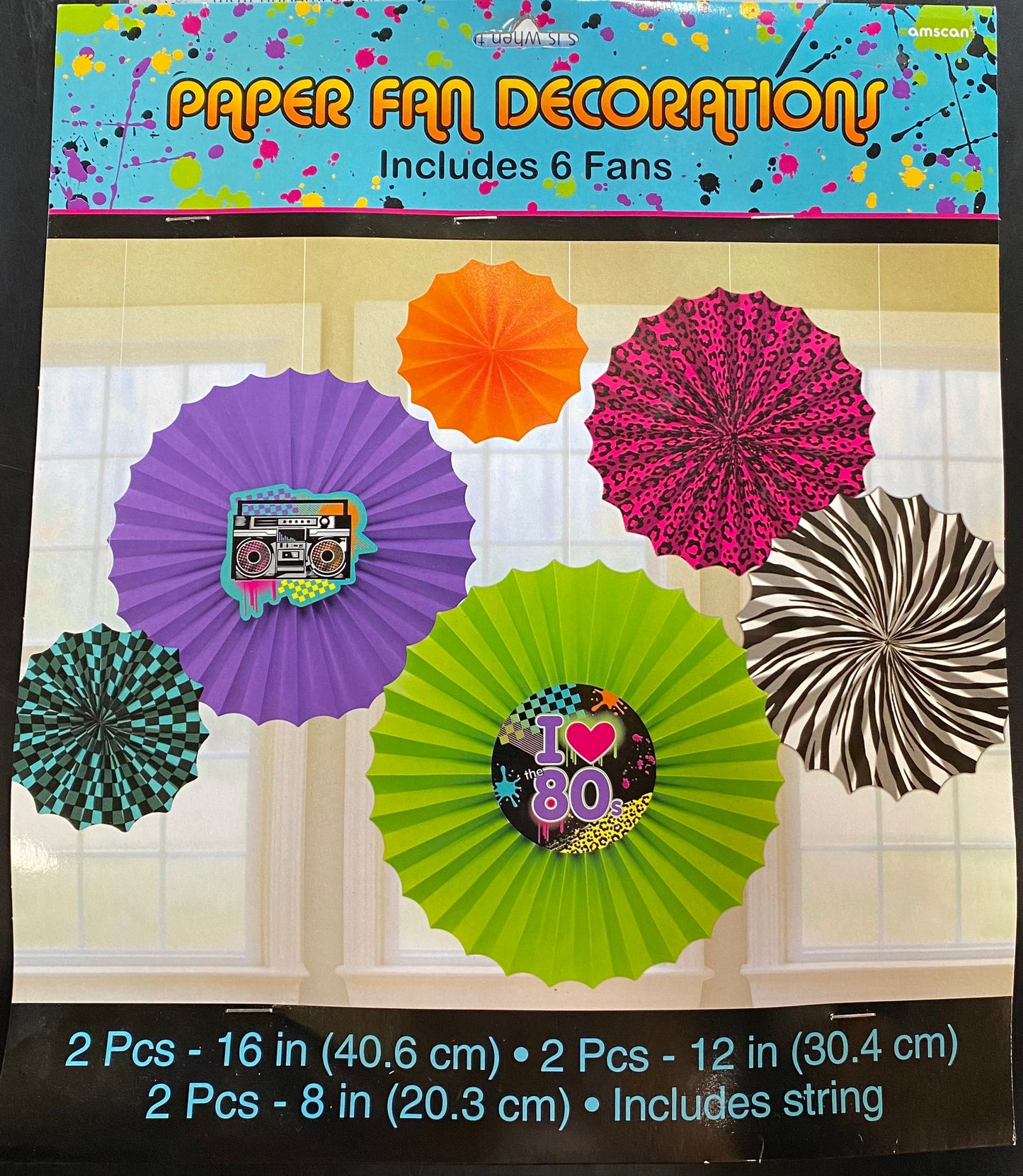 80's Paper Fan Decoration 6pk