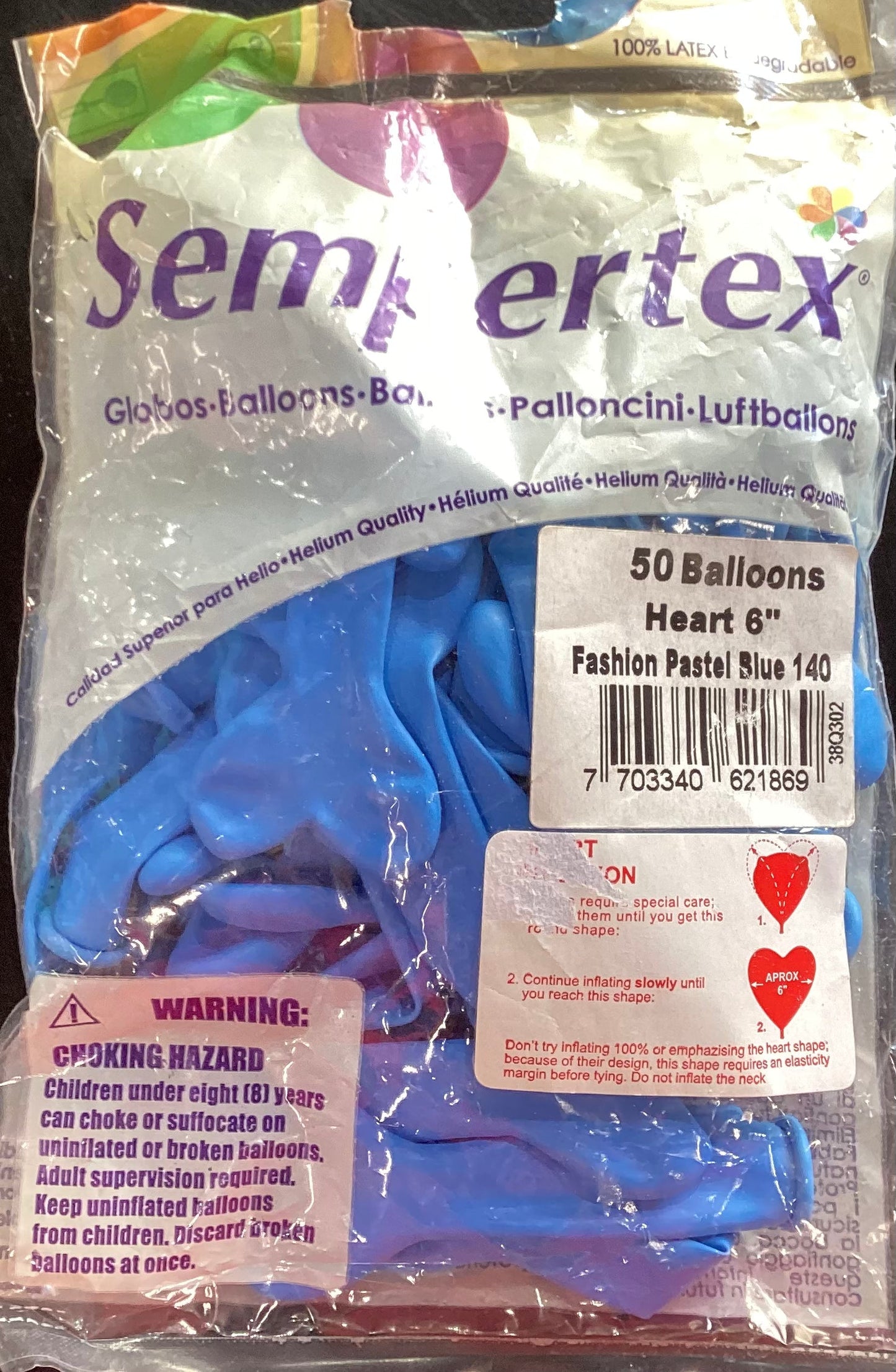 Fashion Pastel Blue HEART 50 Balloons