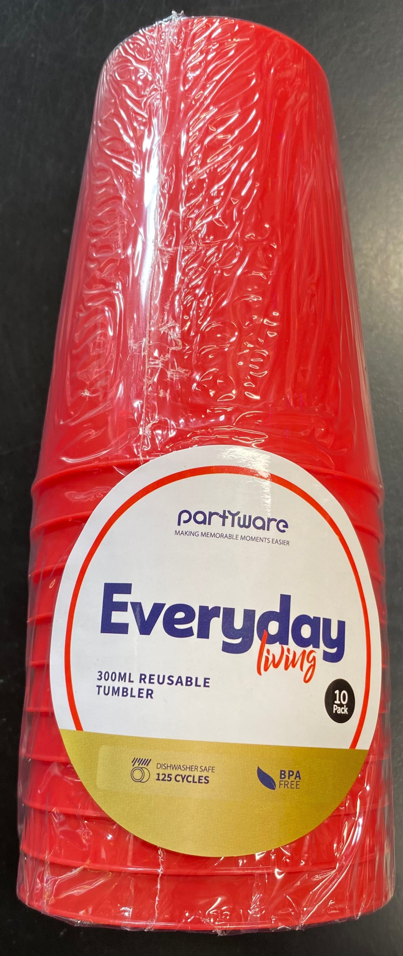 300ml Reusable Plastic Tumbler RED 12pk