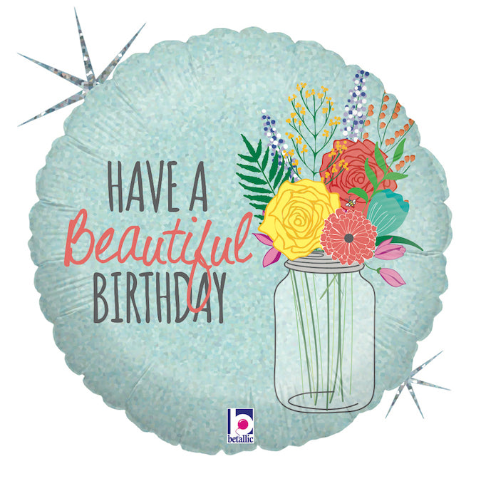 Beautiful Birthday 18" Round Balloon (45cm)