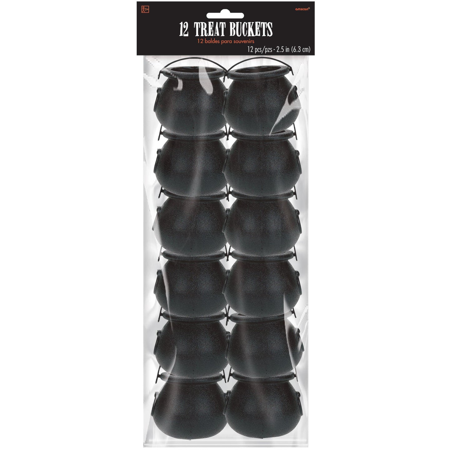 Halloween Cauldron Treat Pails Black Plastic NIS Traders