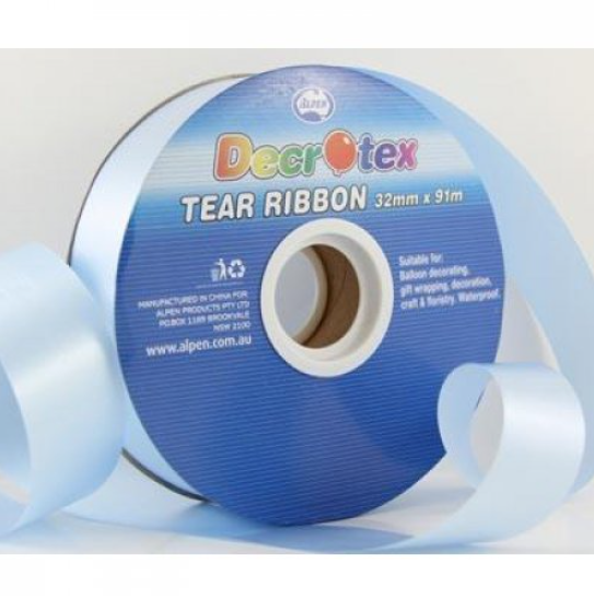 Buy LIGHT BLUE TEAR RIBBON 32MMX91M at NIS Packaging & Party Supply Brisbane, Logan, Gold Coast, Sydney, Melbourne, Australia