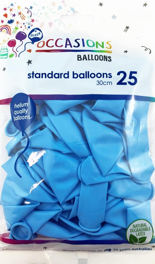 Buy Light Blue 30cm Balloons Pack of 25 at NIS Packaging & Party Supply Brisbane, Logan, Gold Coast, Sydney, Melbourne, Australia