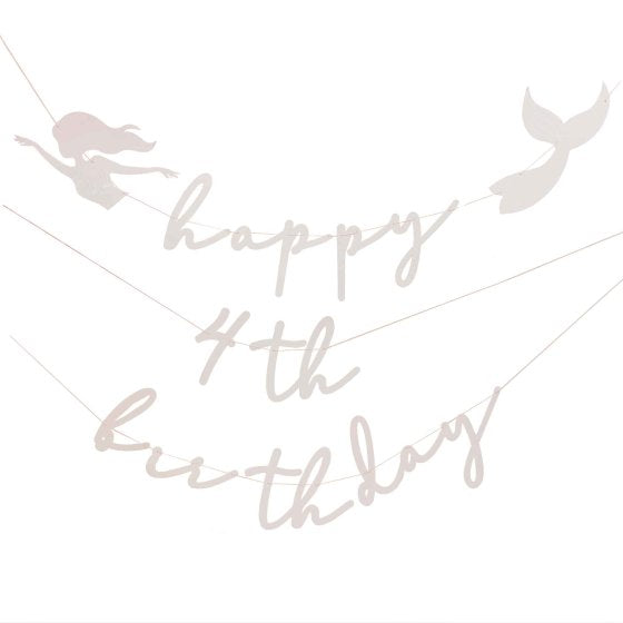MERMAID BUNTING HAPPY BIRTHDAY WITH MERMAID & SHELLS NIS Traders