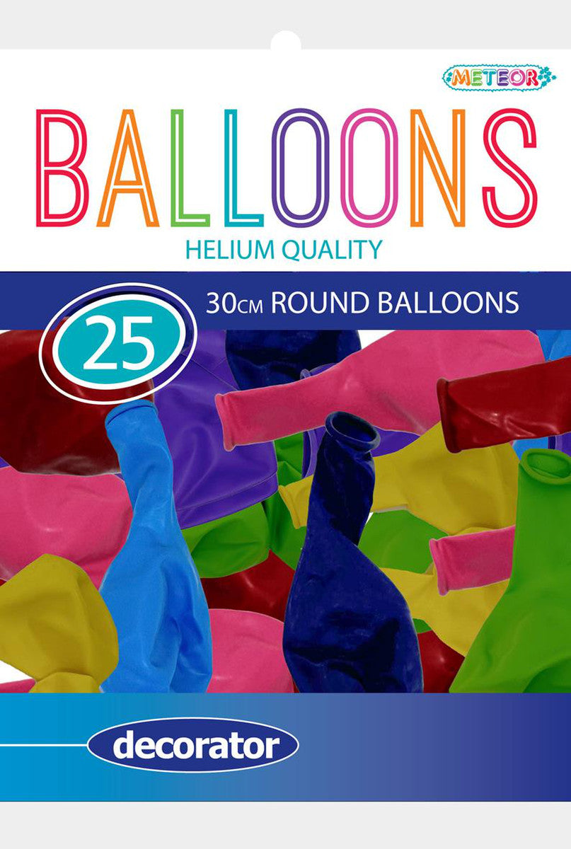 ASSORTED Colour Balloons 30CM (12") 25pk