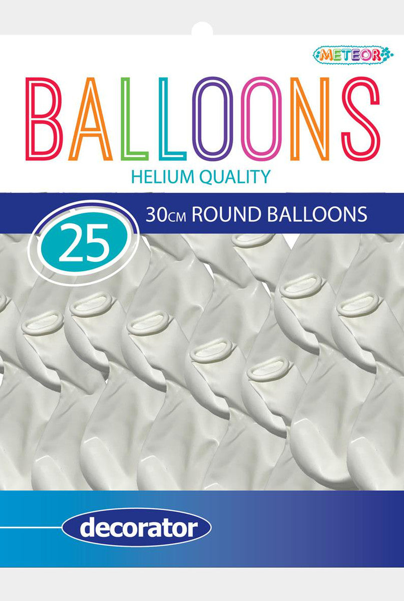 WHITE - 30CM (12") BALLOONS 25pk