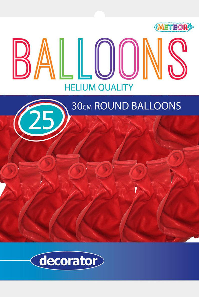 STRAWBERRY RED Latex Balloons 25pk 30CM (12")