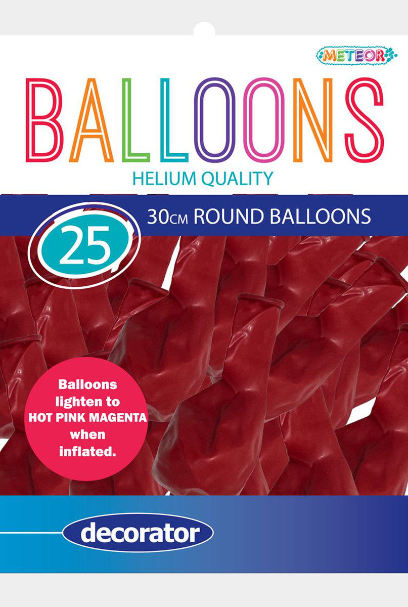 HOT PINK - 30CM (12") DECORATOR Balloons 25pk