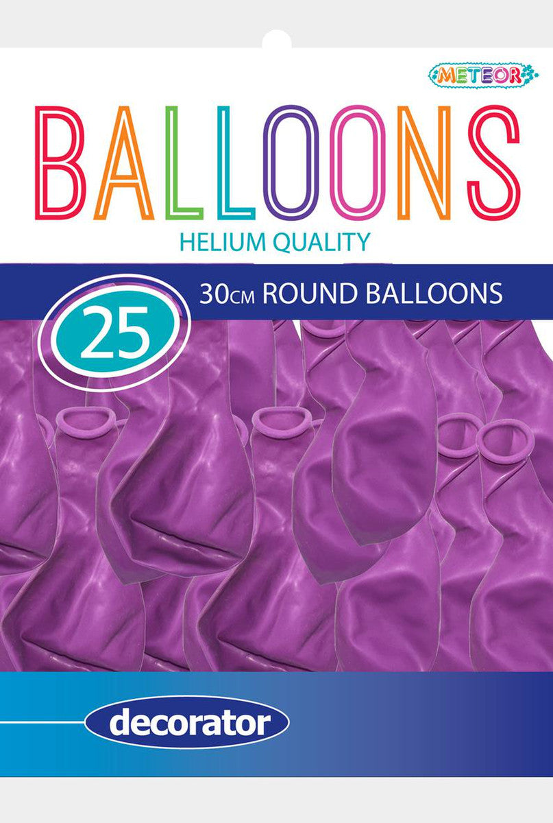 PRETTY PURPLE / VIOLET - 30CM (12") DECORATOR BALLOONS 25pk