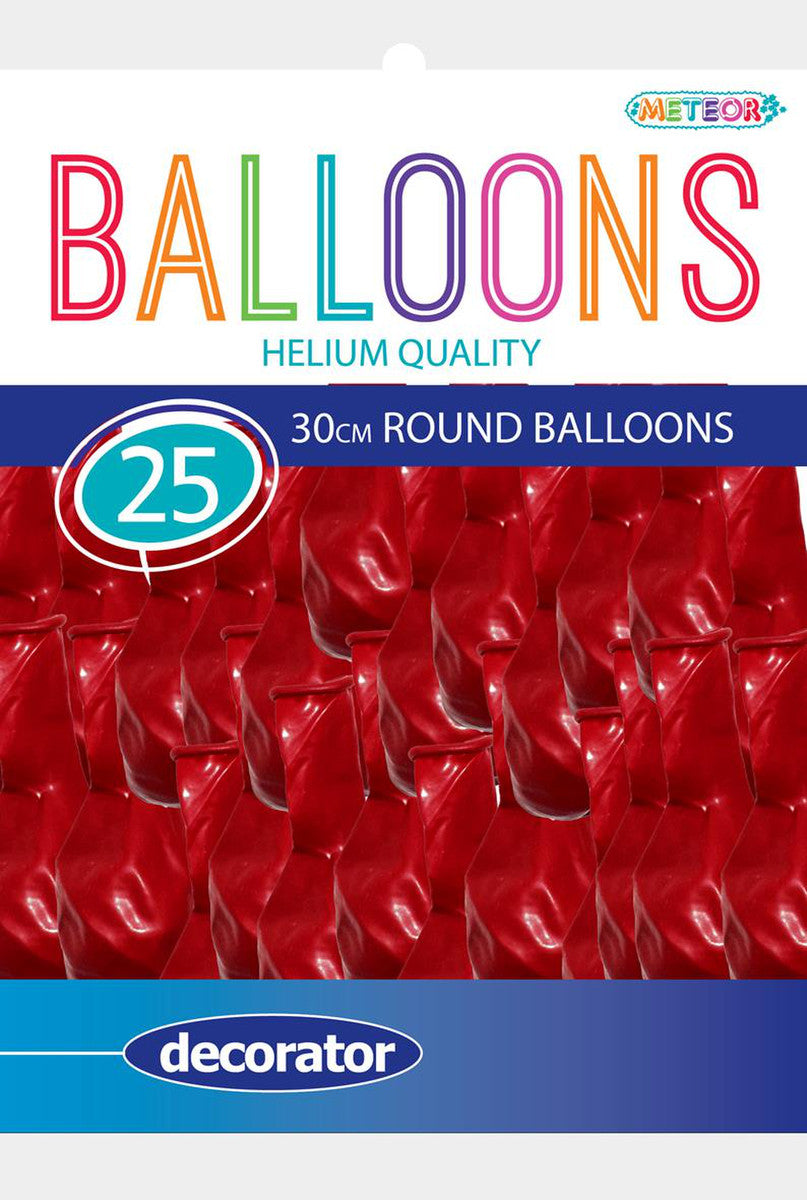 BRIGHT RED - 30CM (12") BALLOONS 25pk