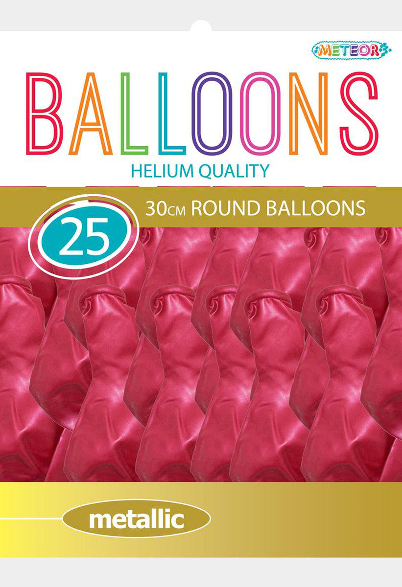 PINK - 30CM (12") METALLIC BALLOONS 25pk