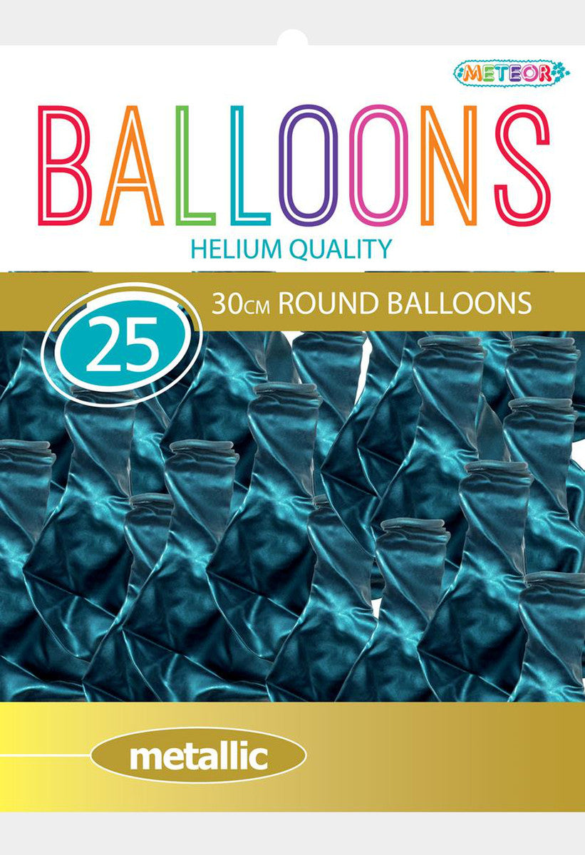 TEAL - 30CM (12") METALLIC BALLOONS 25pk