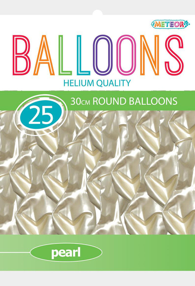 PEARL WHITE Latex Balloon 25pk 30CM (12")