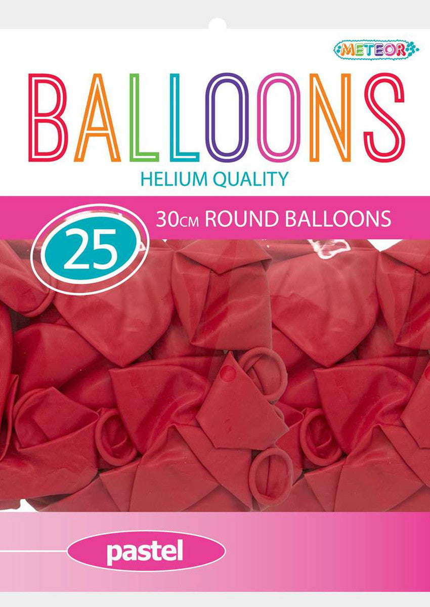 PASTEL MACARON RED Latex Balloons 25pk 30CM (12")