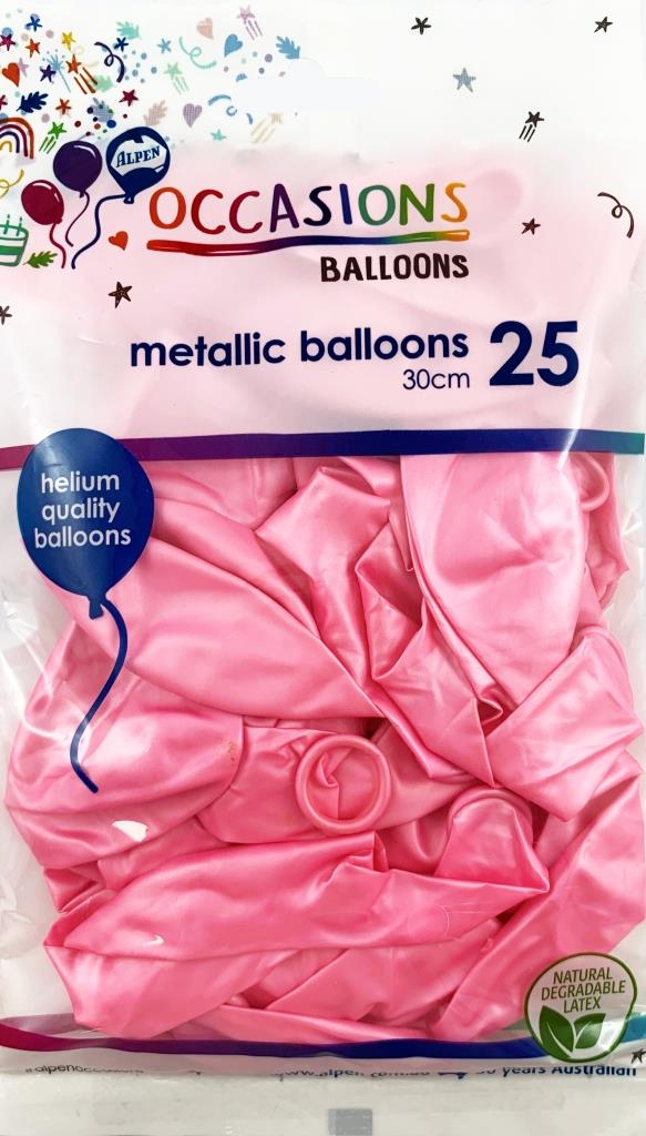 Buy Metallic Light Pink 30cm Balloons P25 at NIS Packaging & Party Supply Brisbane, Logan, Gold Coast, Sydney, Melbourne, Australia