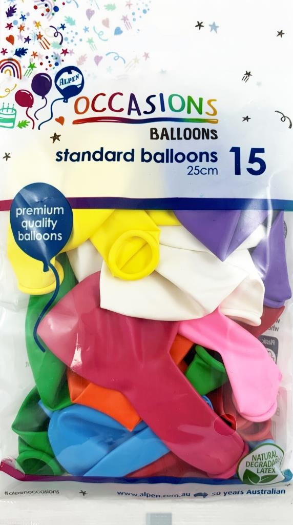 Buy Mixed Colours 25cm Balloons at NIS Packaging & Party Supply Brisbane, Logan, Gold Coast, Sydney, Melbourne, Australia