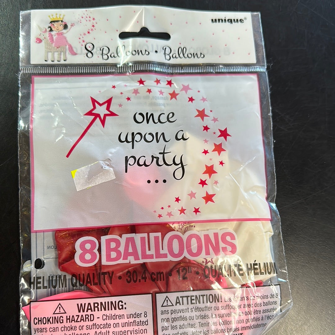 Once Upon A party Printed latex balloons 8pk 30cm NIS Traders