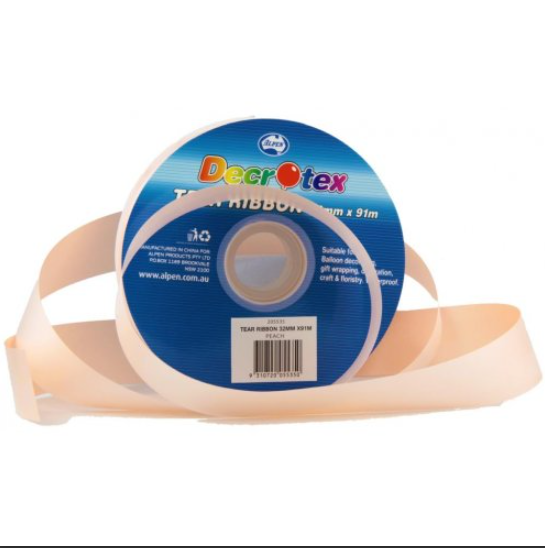 Buy PEACH TEAR RIBBON 32MMX91M at NIS Packaging & Party Supply Brisbane, Logan, Gold Coast, Sydney, Melbourne, Australia