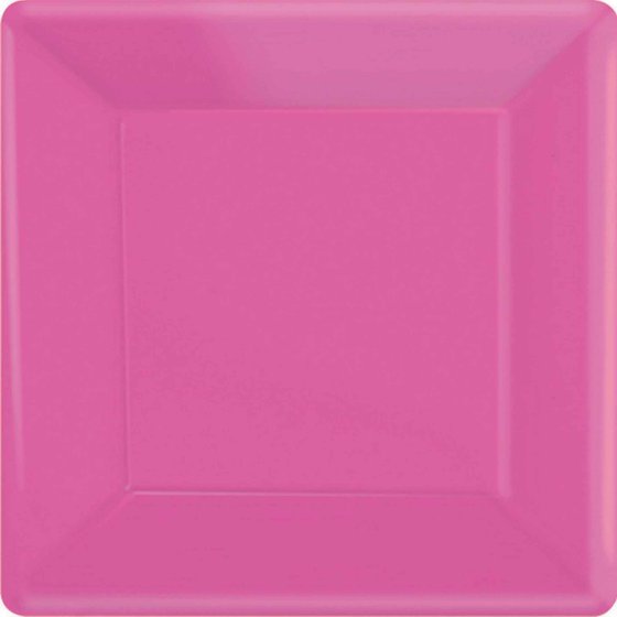 Paper Plates 26cm Square 20pk - BRIGHT PINK NIS Traders