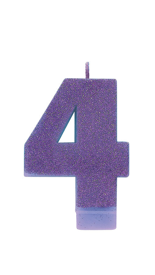 Purple Glitter Candle Number #4 NIS Traders
