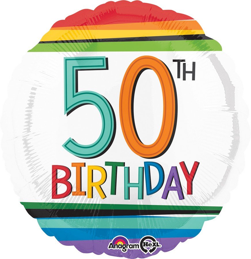 Rainbow Birthday 50th Foil Balloon 45cm NIS Traders