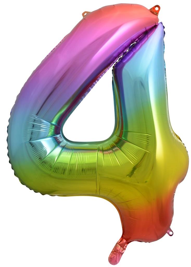 Buy Rainbow Splash foil Balloon Number #4 (34inch) at NIS Packaging & Party Supply Brisbane, Logan, Gold Coast, Sydney, Melbourne, Australia