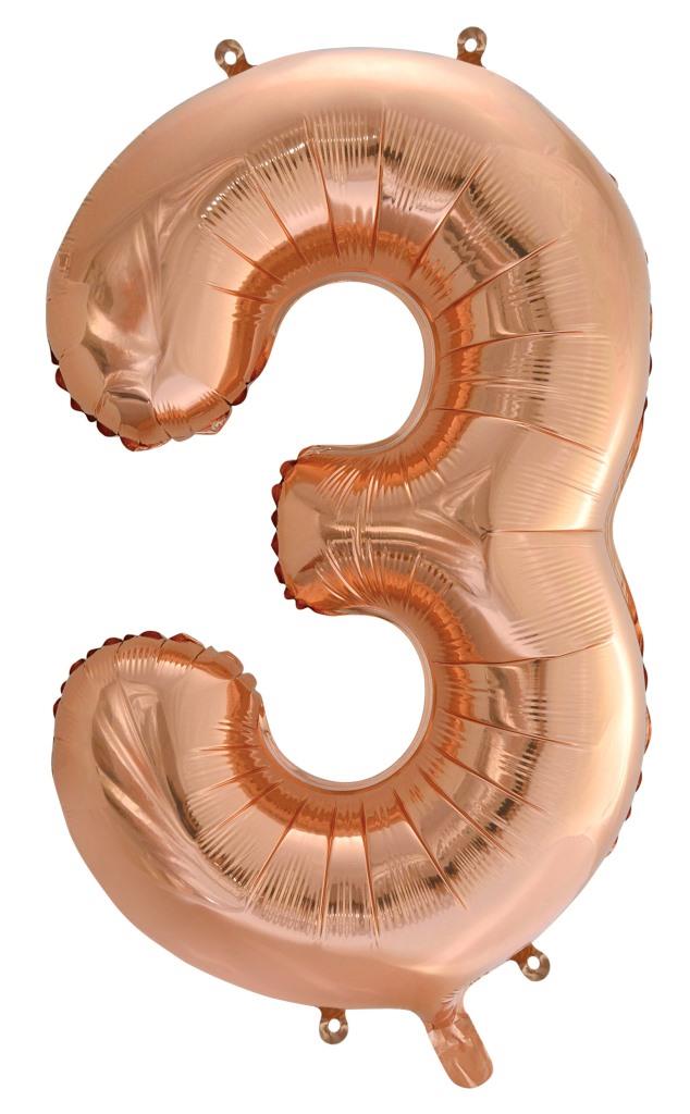 Buy Rose Gold Foil Balloon Number #3 (34inch) at NIS Packaging & Party Supply Brisbane, Logan, Gold Coast, Sydney, Melbourne, Australia