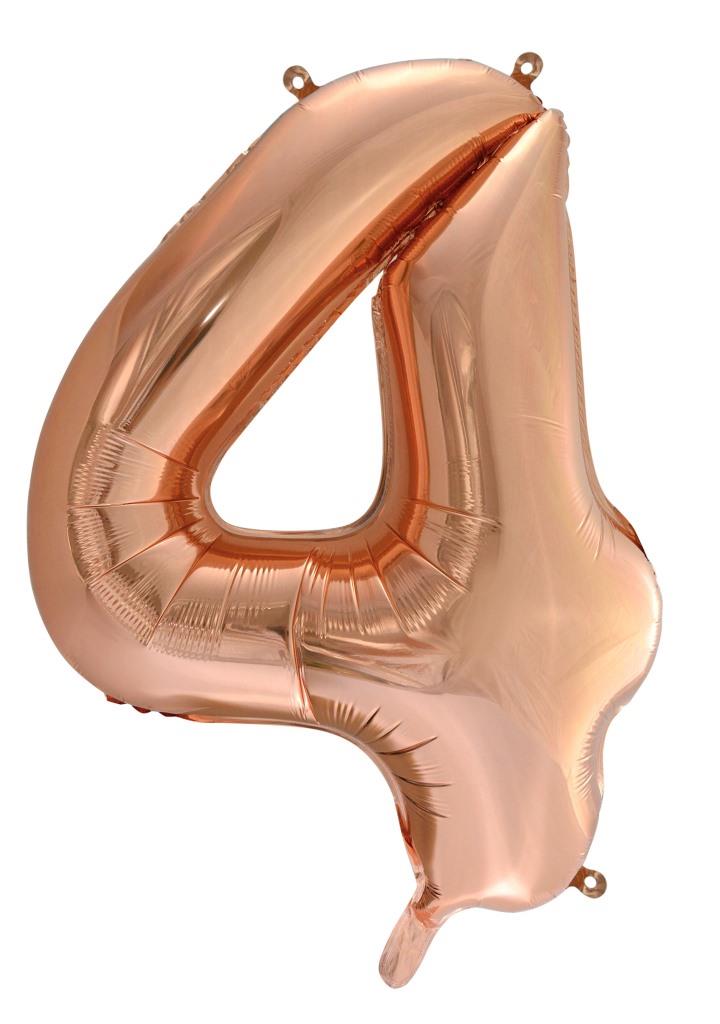 Buy Rose Gold Foil Balloon Number #4 (34inch) at NIS Packaging & Party Supply Brisbane, Logan, Gold Coast, Sydney, Melbourne, Australia